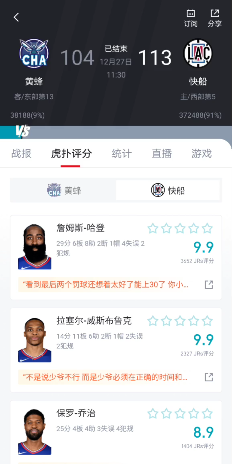 关于人客场击败黄蜂，终结两连败的信息